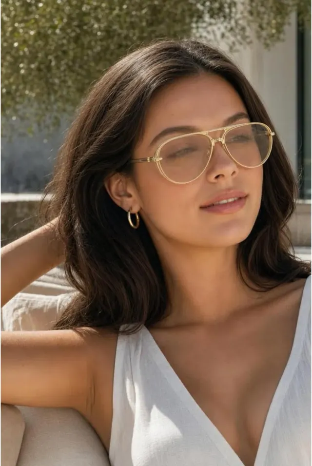 SVNX Bold Aviator occhiali da sole metallo champagne