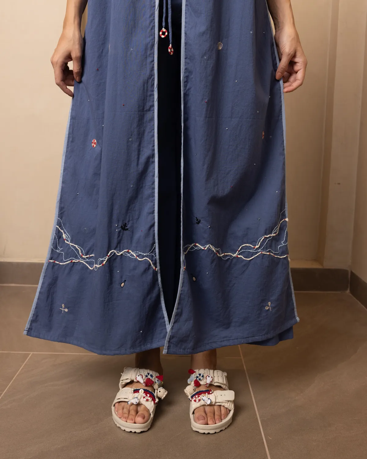 Our Dve Shore completo top blu cotone mare