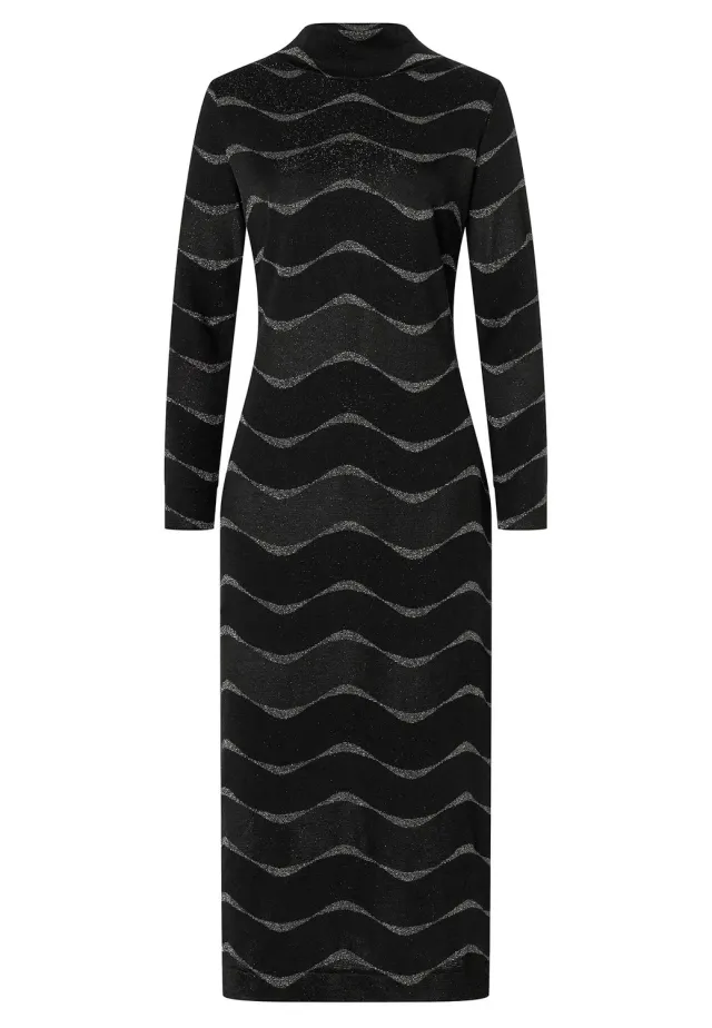 Ana Alcazar Olea abito midi nero lurex argento