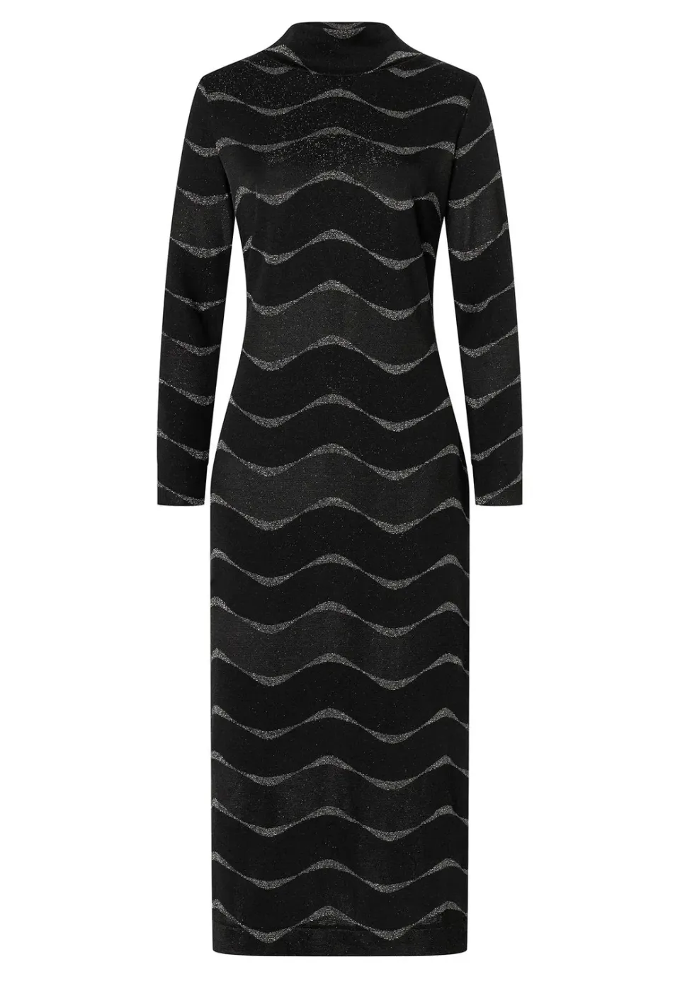 Ana Alcazar Olea abito midi nero lurex argento