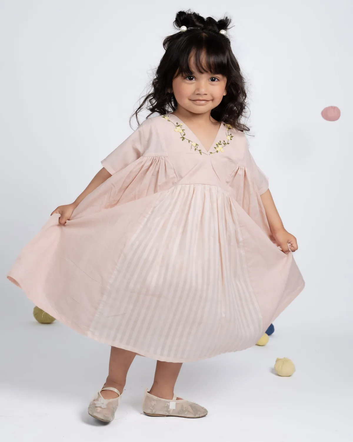 Our Dve Poppy Dress abito bambina rosa cotone