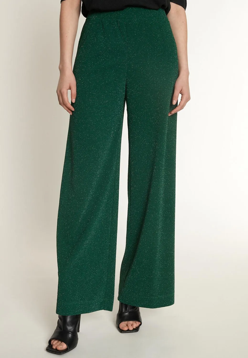 Ana Alcazar Ontea pantaloni palazzo verdi lurex