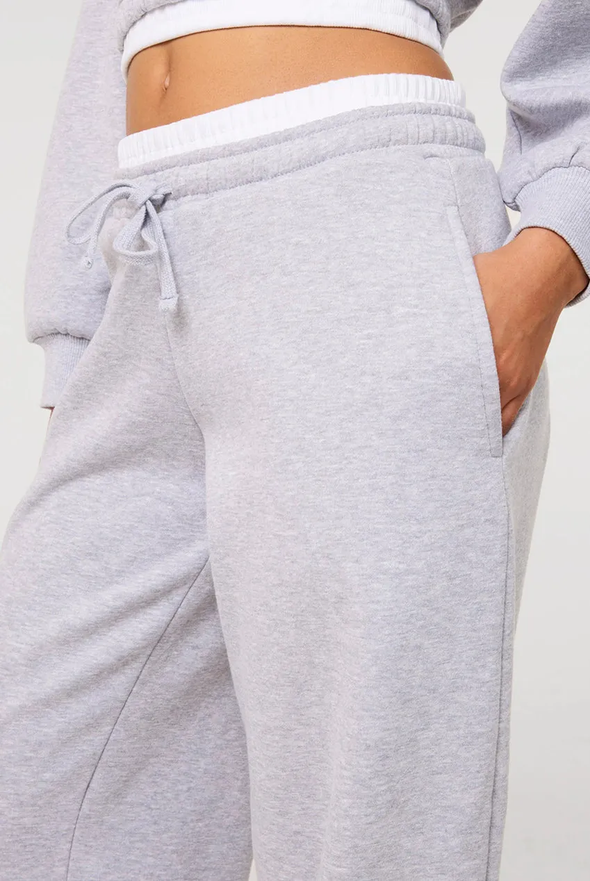 Pink Vanilla Contrast Waist joggers grigi gamba larga S-L