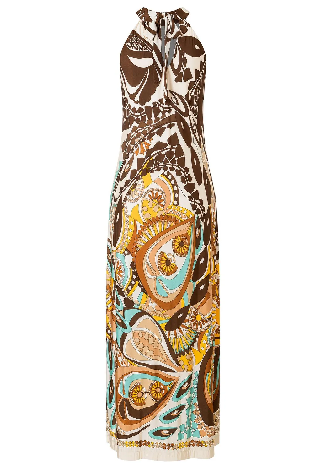 Ana Alcazar Pikane abito maxi halter fantasia terra