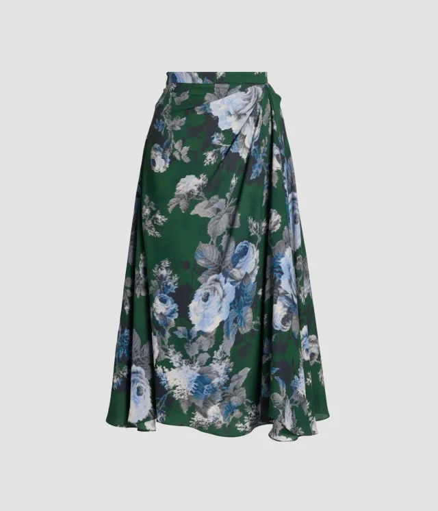 Erdem Floral Crepe Draped gonna midi floreale