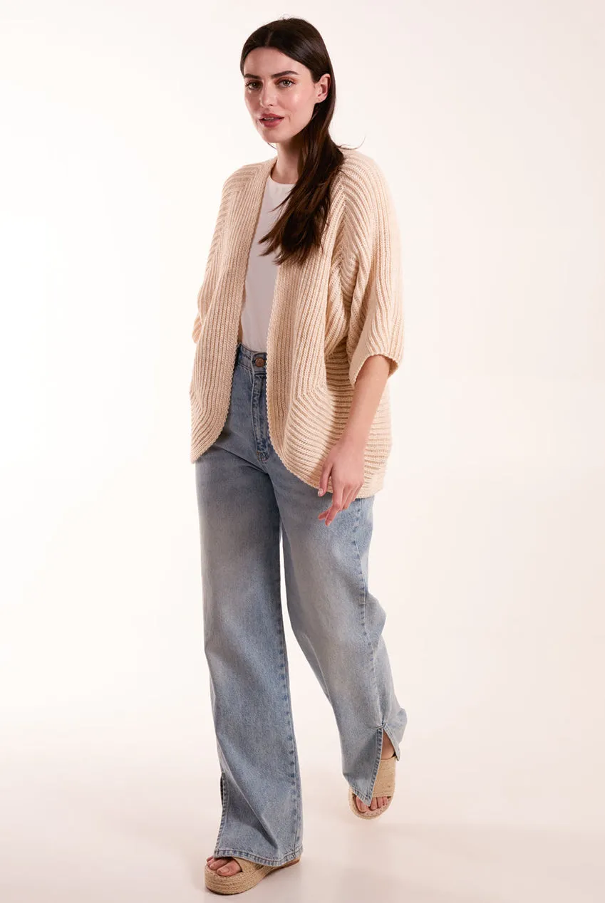 Blue Vanilla cardigan beige manica 3/4 taglia unica