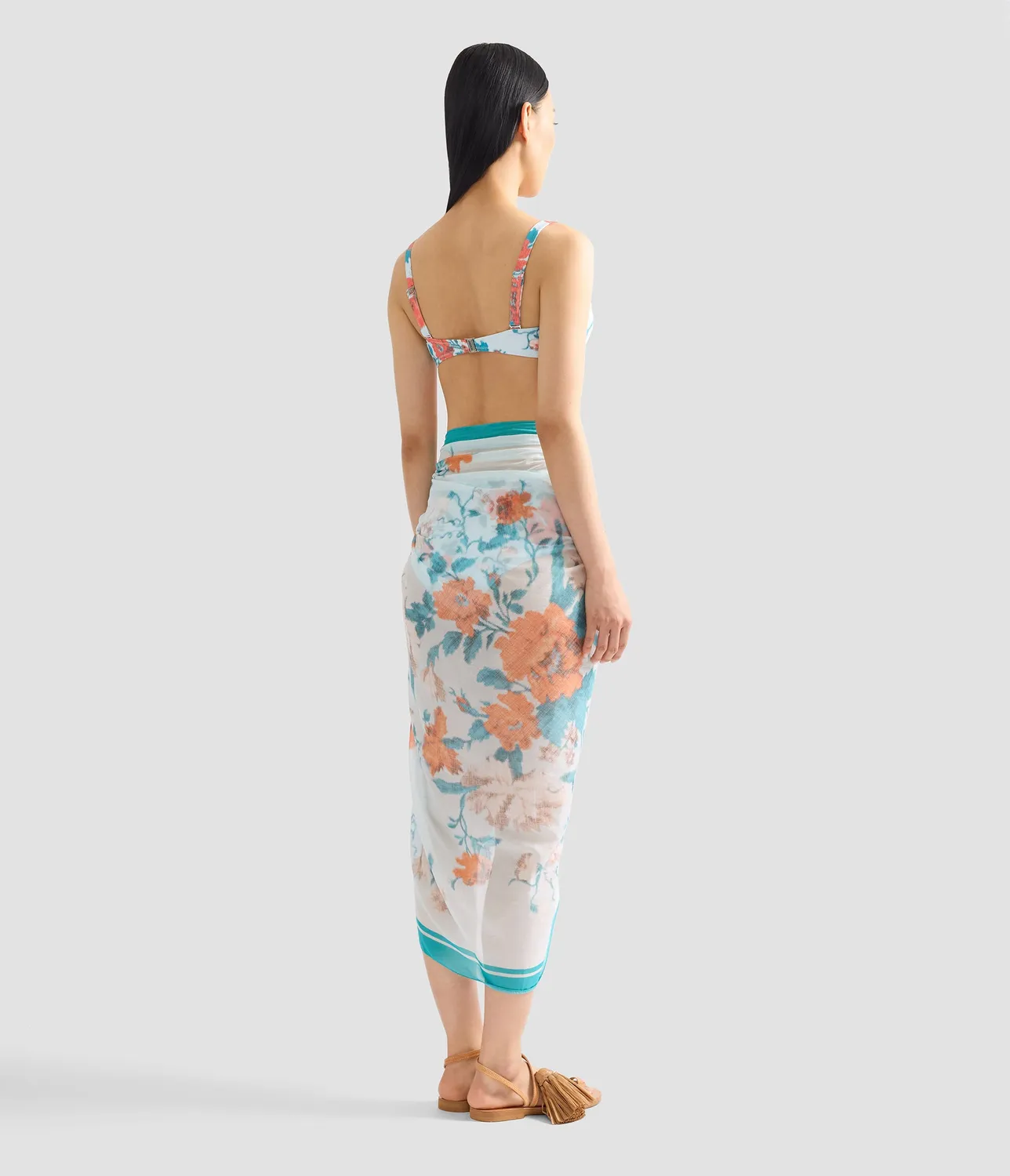 Erdem Floral pareo voile stampa papaveri blu