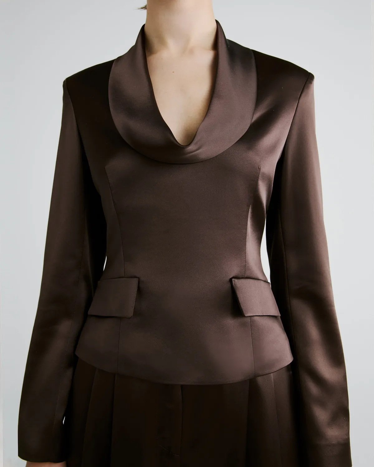 Violante Nessi Kendall camicia marrone cady satin