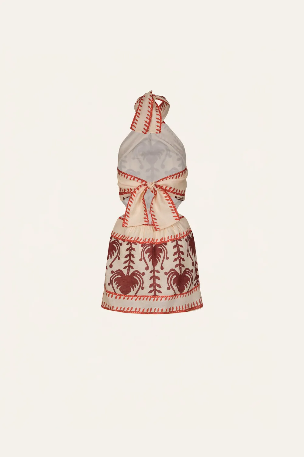 Johanna Ortiz Tide Strength Mini Abito Lino Ecru Marsala
