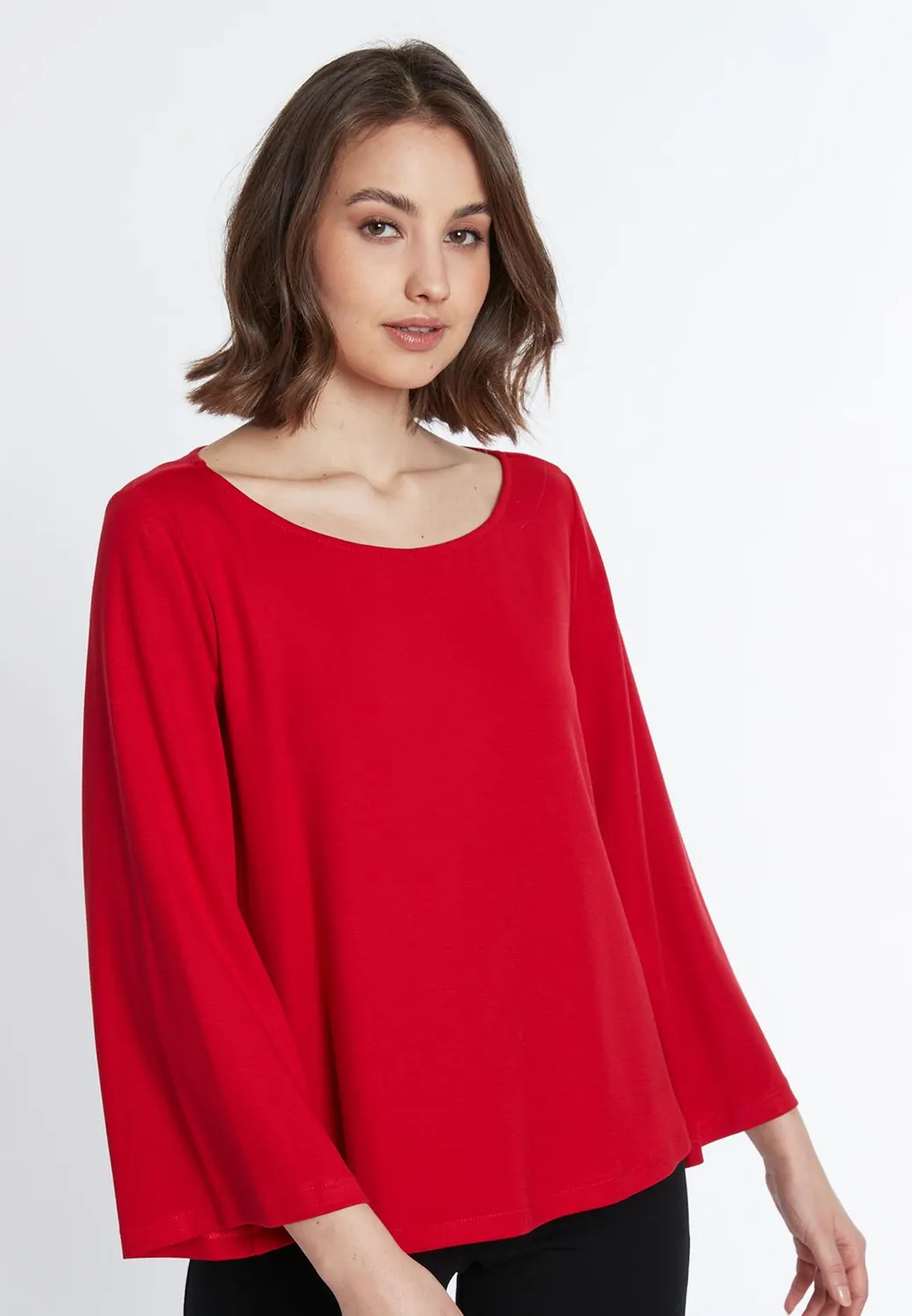 Ana Alcazar Sitia top jersey rosso maniche tromba