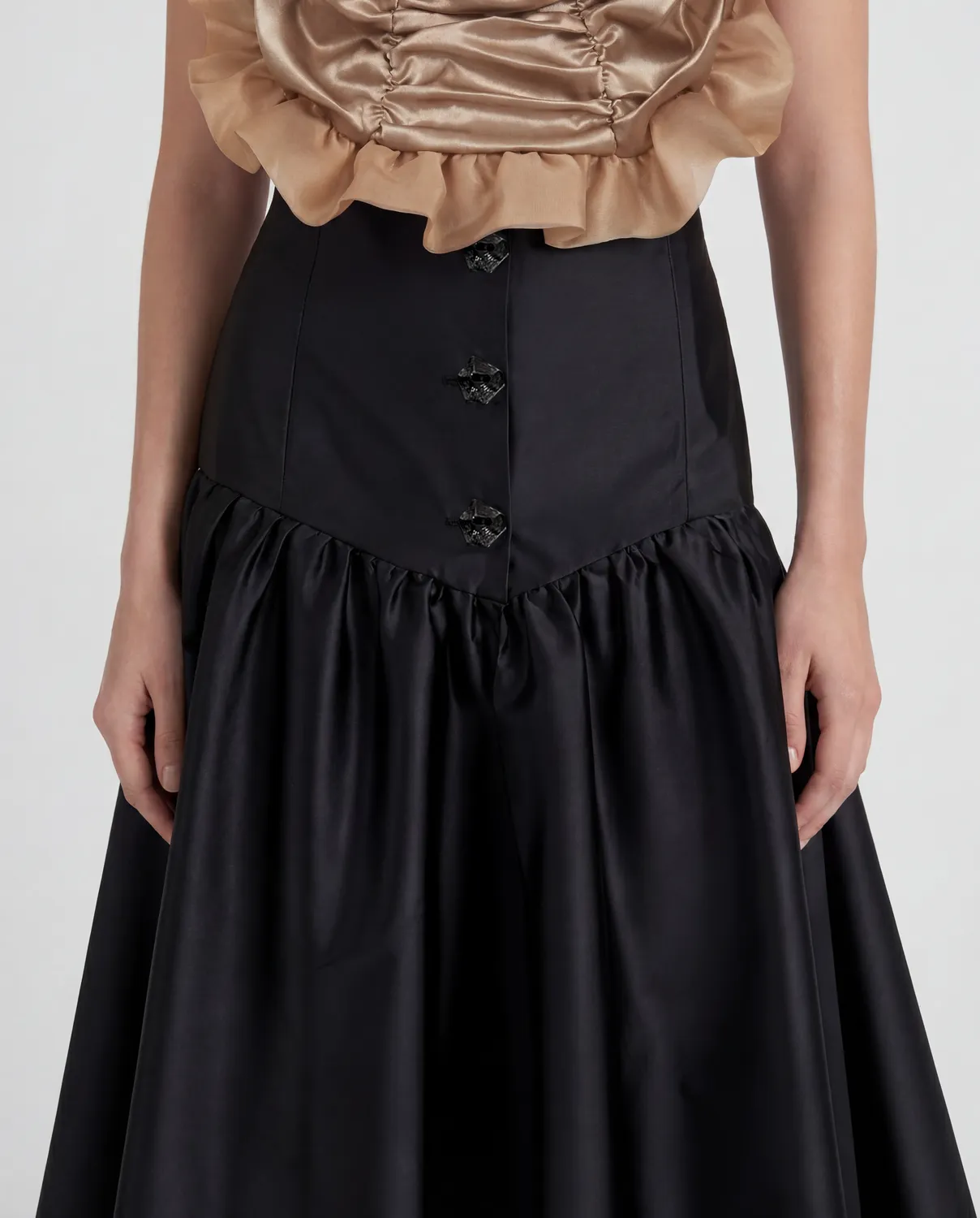 Violante Nessi Royal top beige seta satin e organza