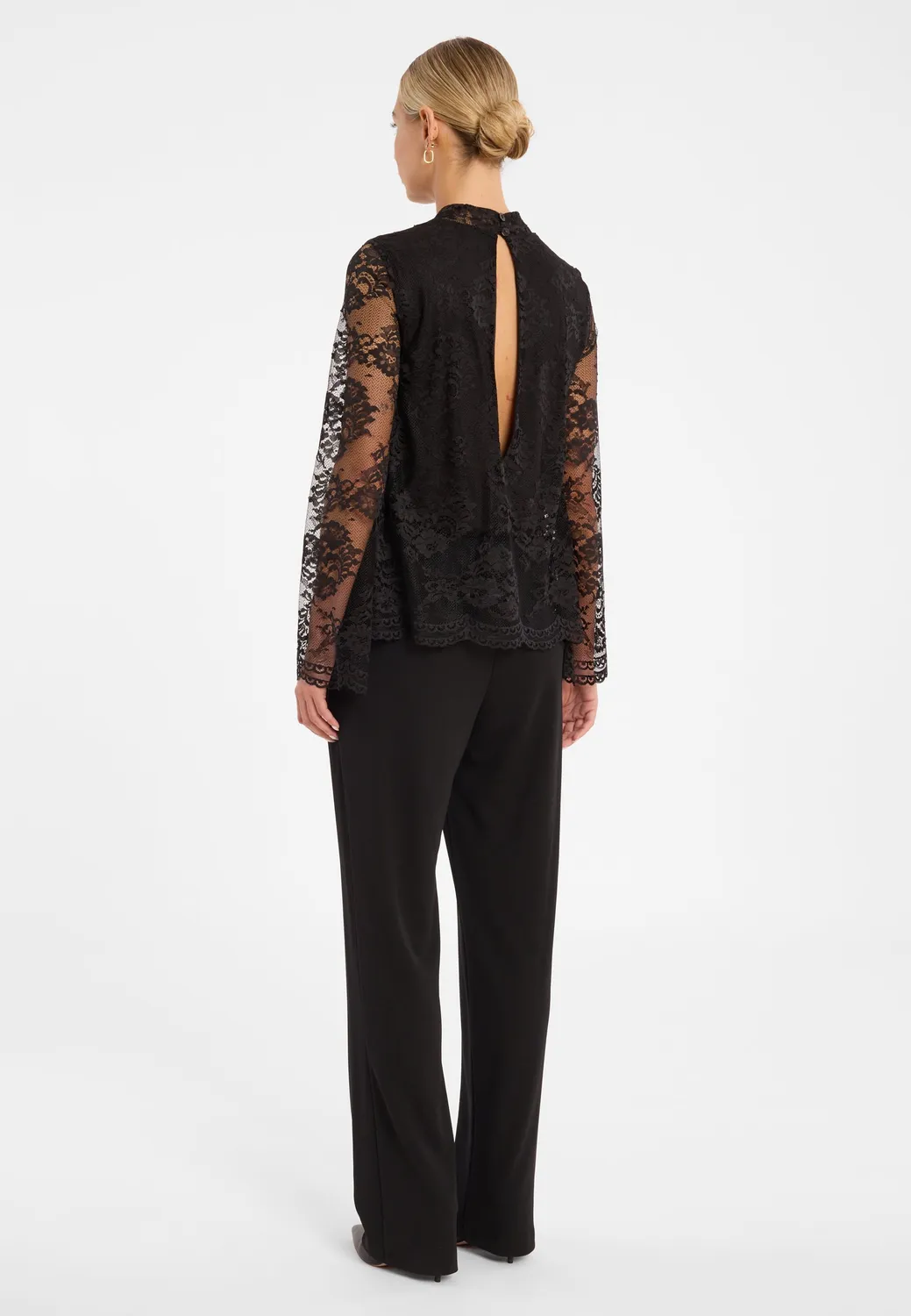 Ana Alcazar Cenuri tuta jumpsuit nero pizzo