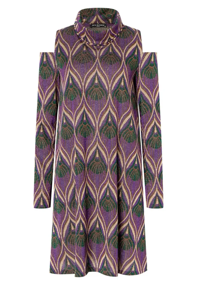 Ana Alcazar Otory abito trapezio lurex viola