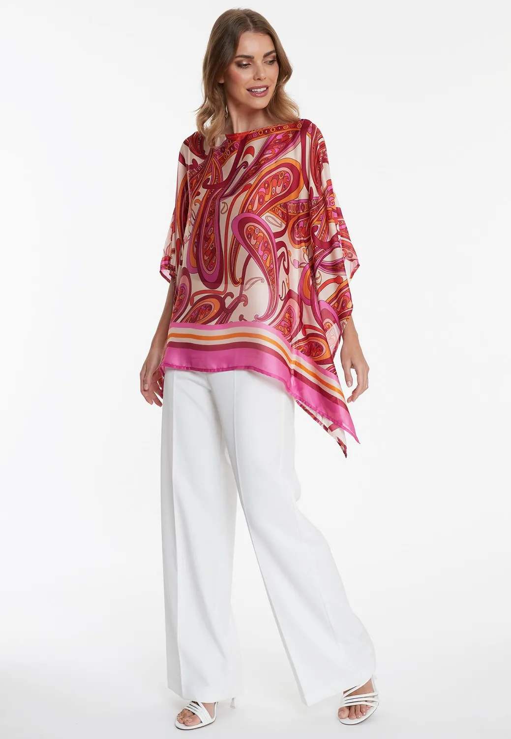 Ana Alcazar Wegosa top chiffon crema fantasia paisley ampio