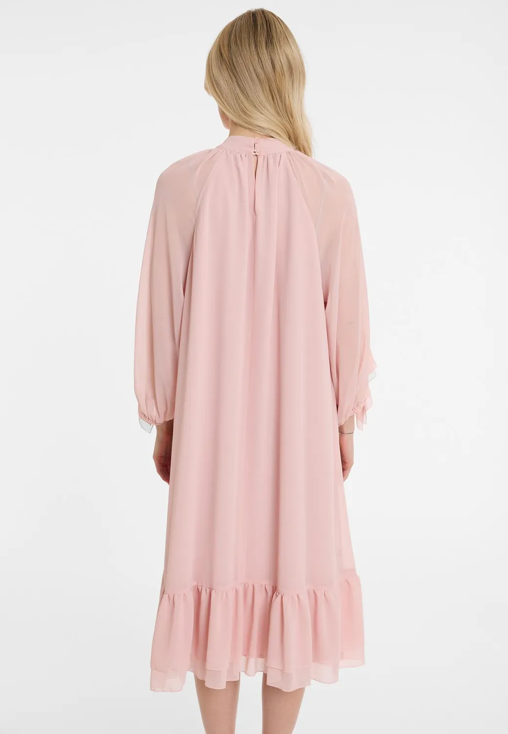 Ana Alcazar Ablysa abito midi nero in chiffon