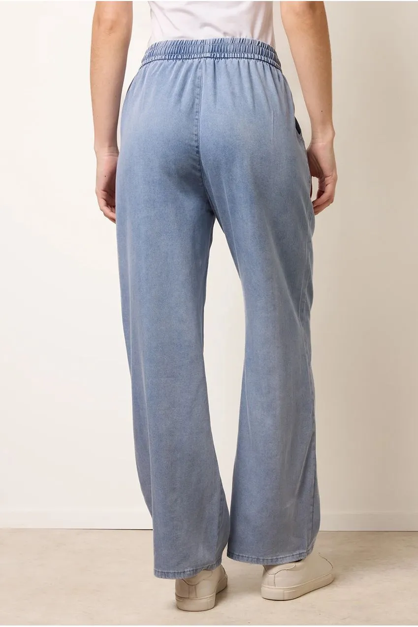 Blue Vanilla jeans donna blu gamba larga vita elastica