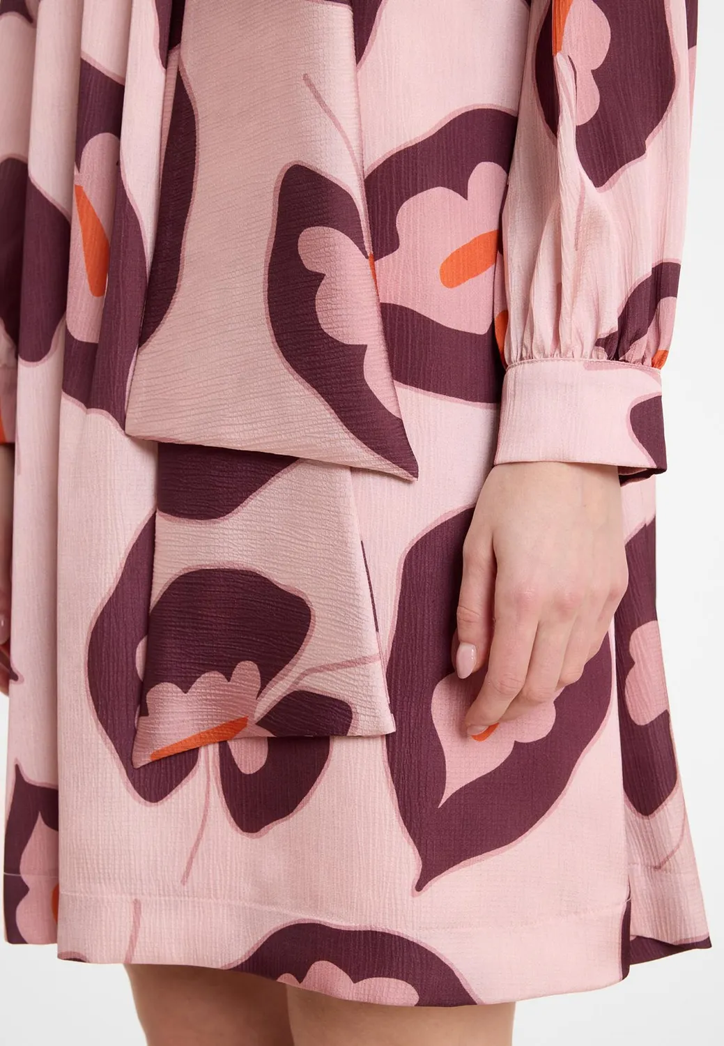 Ana Alcazar Awani abito camicia satin fiori rosa