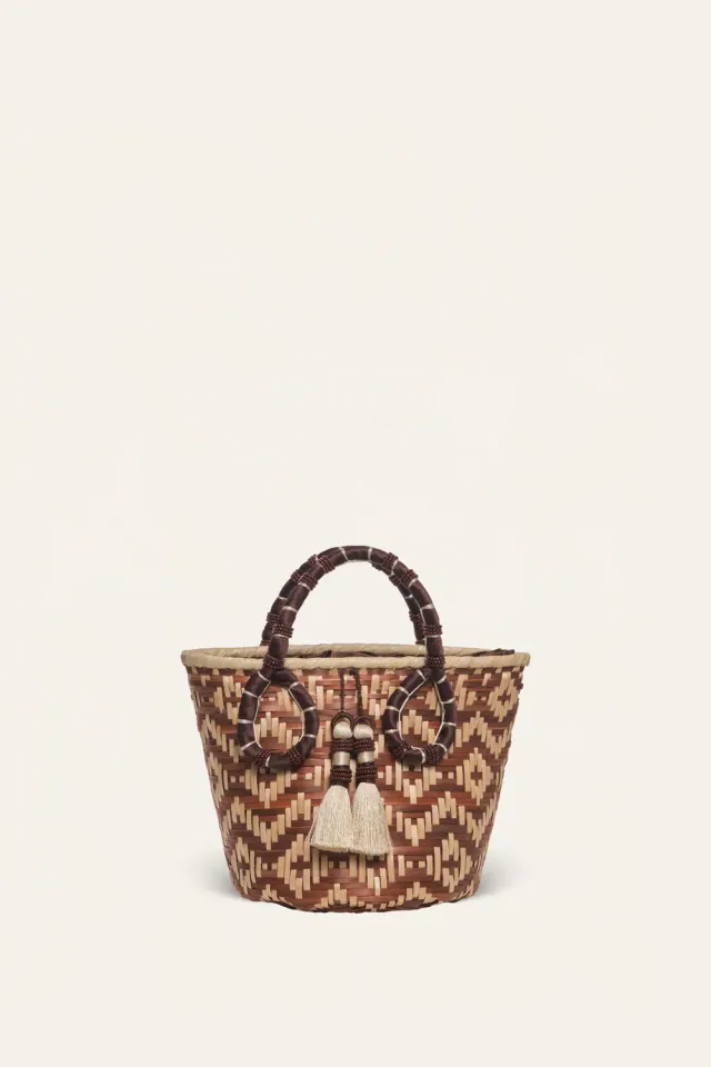 Johanna Ortiz Heritage borsa secchiello paglia camel