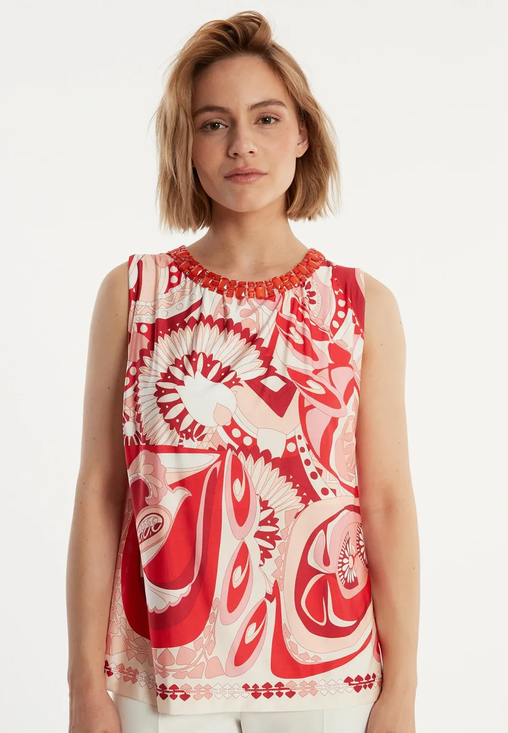 Ana Alcazar Zinusa top jersey scollo tondo