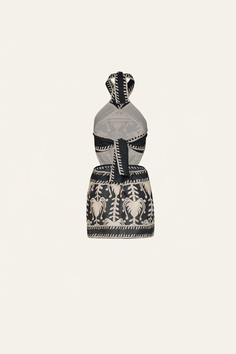 Johanna Ortiz Tide Strength abito mini lino nero