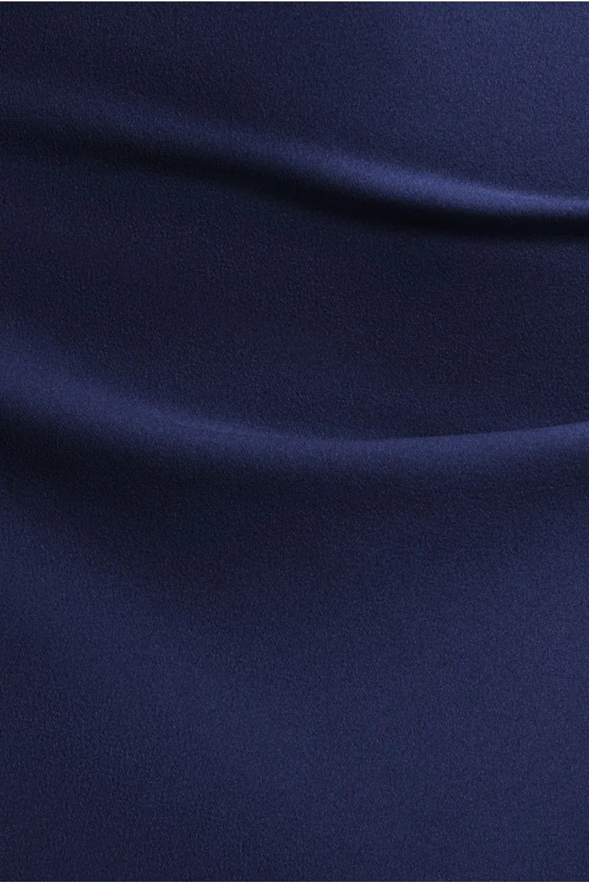 Goddiva Draped Sleeve abito maxi blu navy spalle scoperte