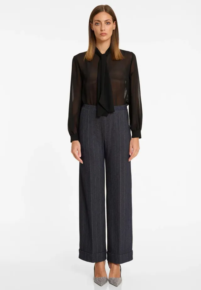 Ana Alcazar Apeli pantaloni lunghi blu gessato elegante