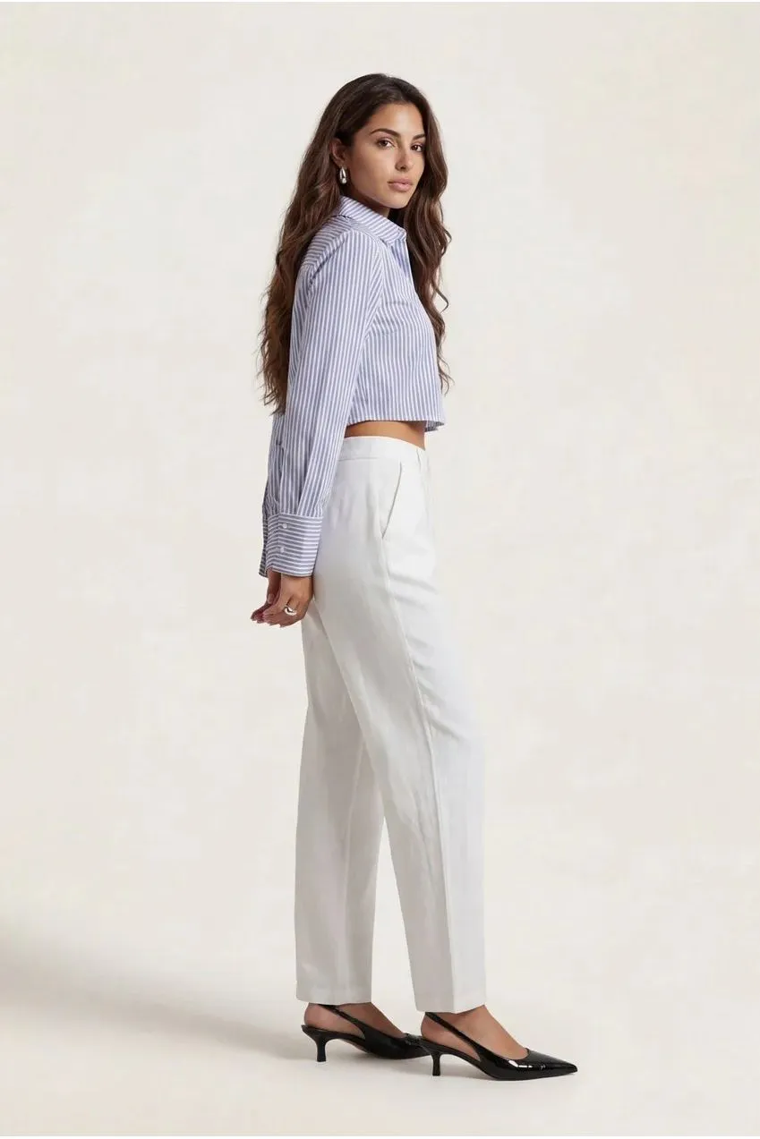 Urban Bliss pantaloni bianchi lino gamba larga traspiranti