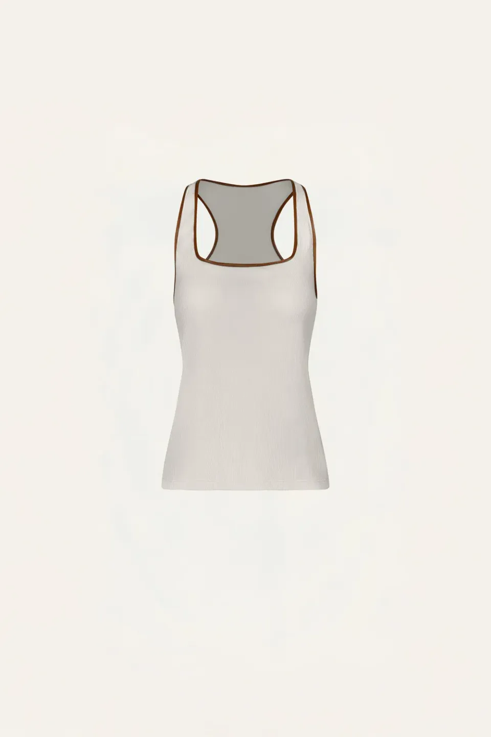 Johanna Ortiz Reinvention canotta ecru ricamo marrone
