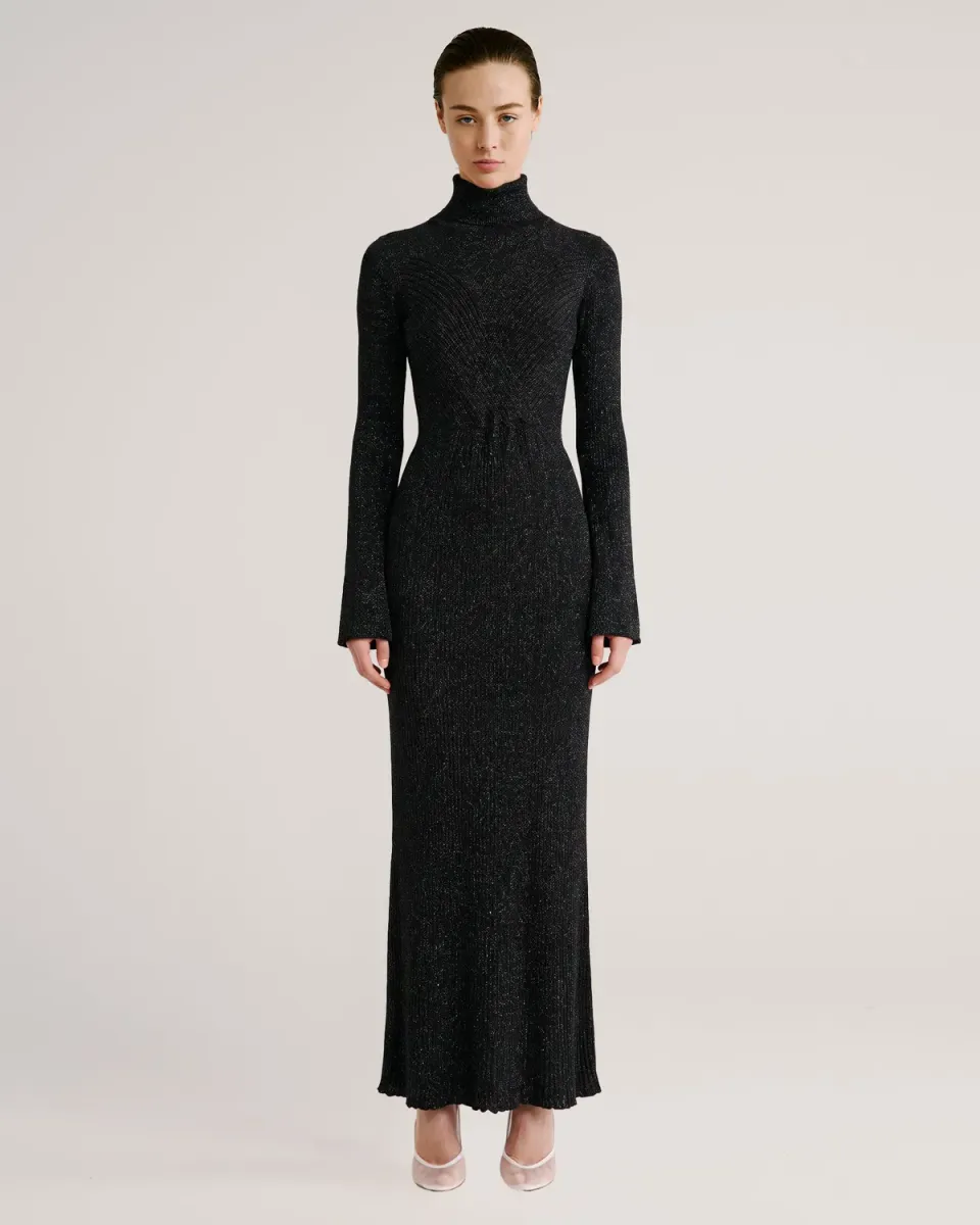 Violante Nessi Hayez abito maglia lurex nero
