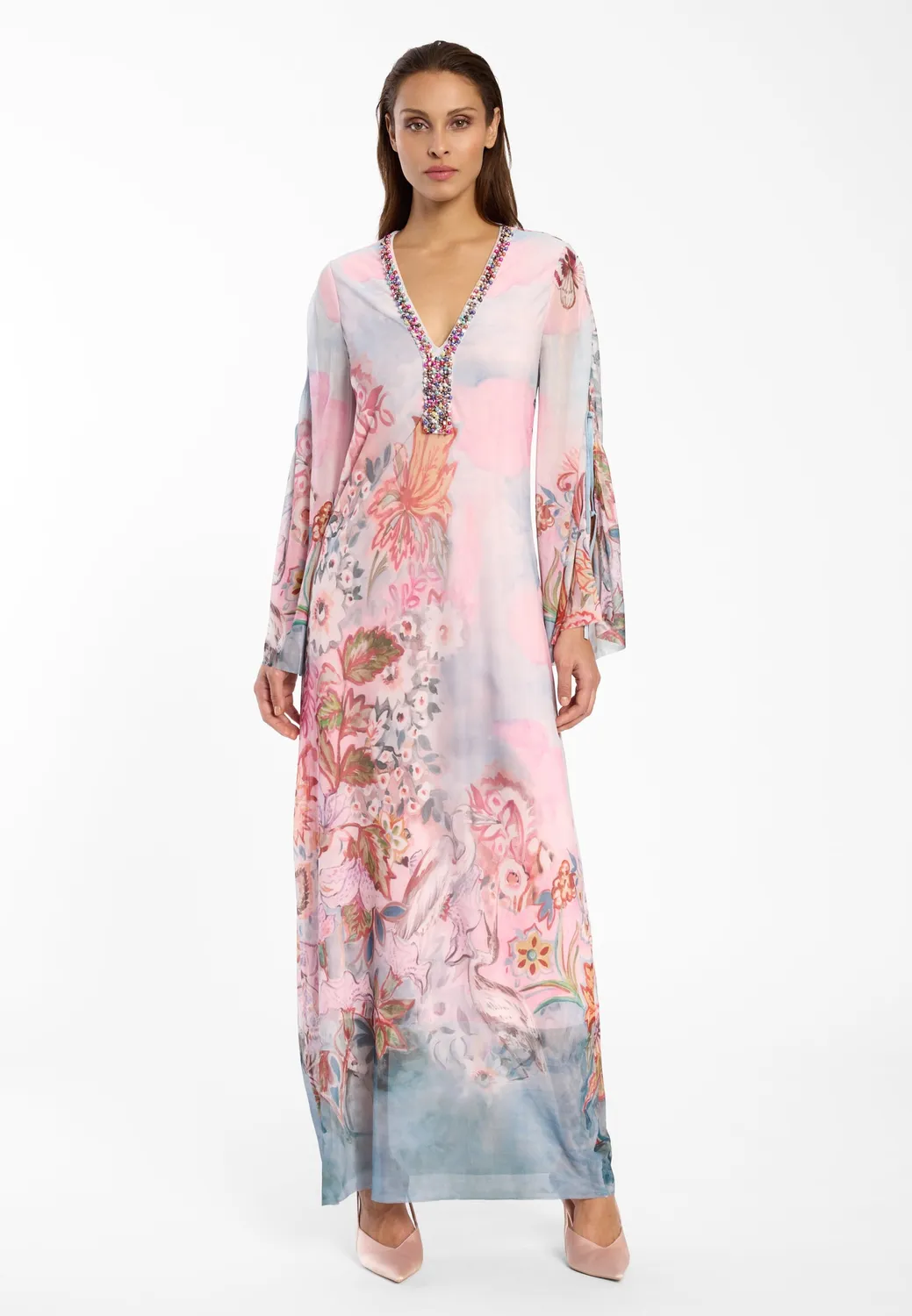 Ana Alcazar Desia vestito caftano maxi floreale