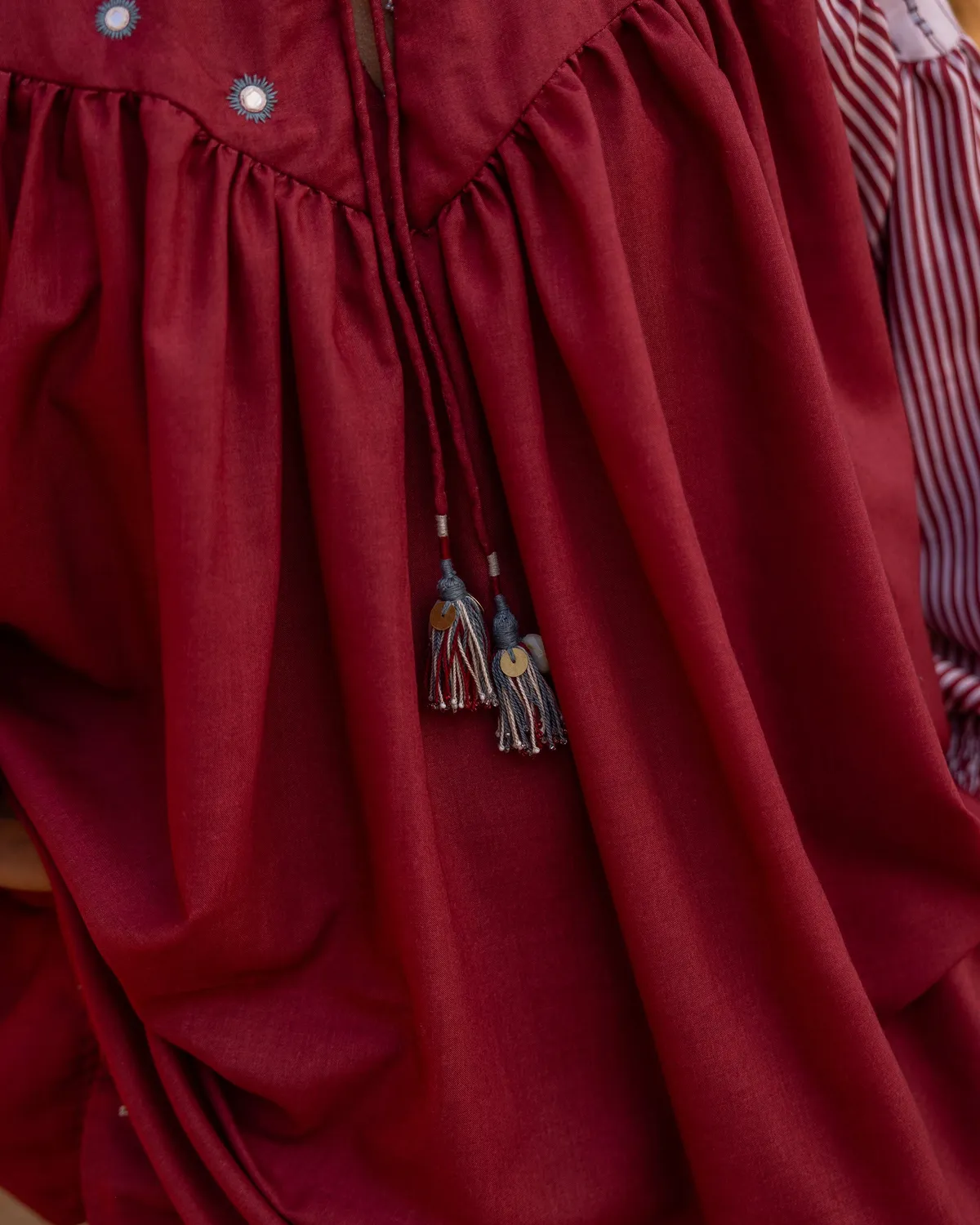 Our Dve Fract top peplo bordeaux cotone seta