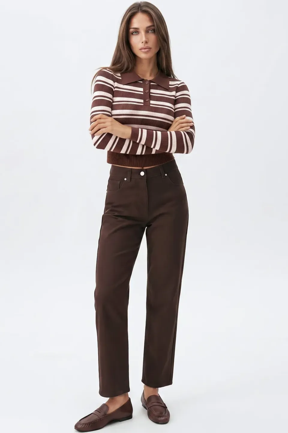 Aftershock London Striped maglione marrone rosa