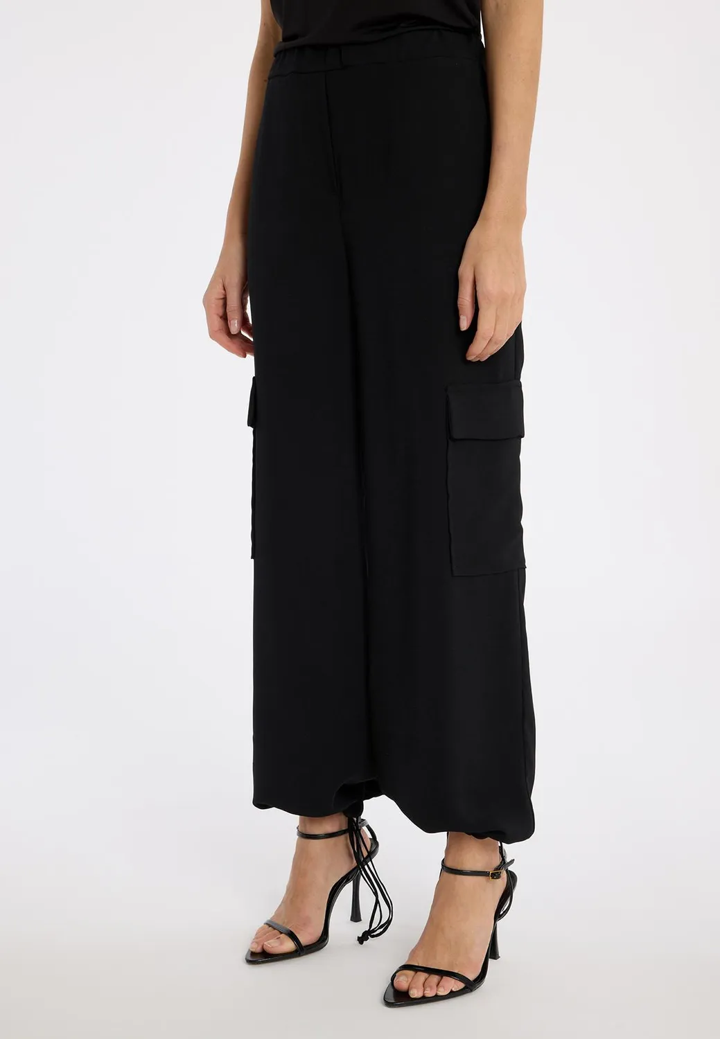 Ana Alcazar Zapara pantaloni cargo neri viscosa