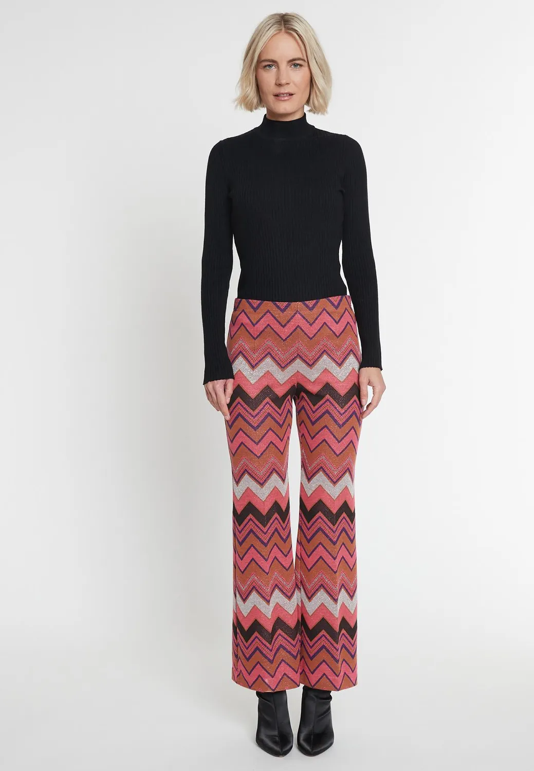 Ana Alcazar Miggy pantaloni cropped zigzag rosa