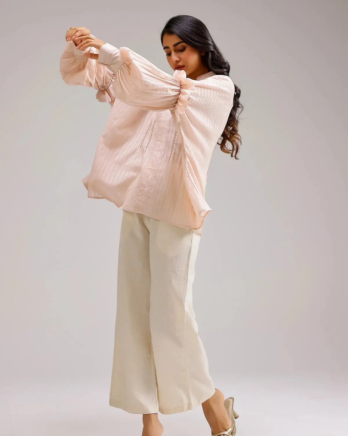 Our Dve Silent Stripe top rosa a righe taglia unica cotone