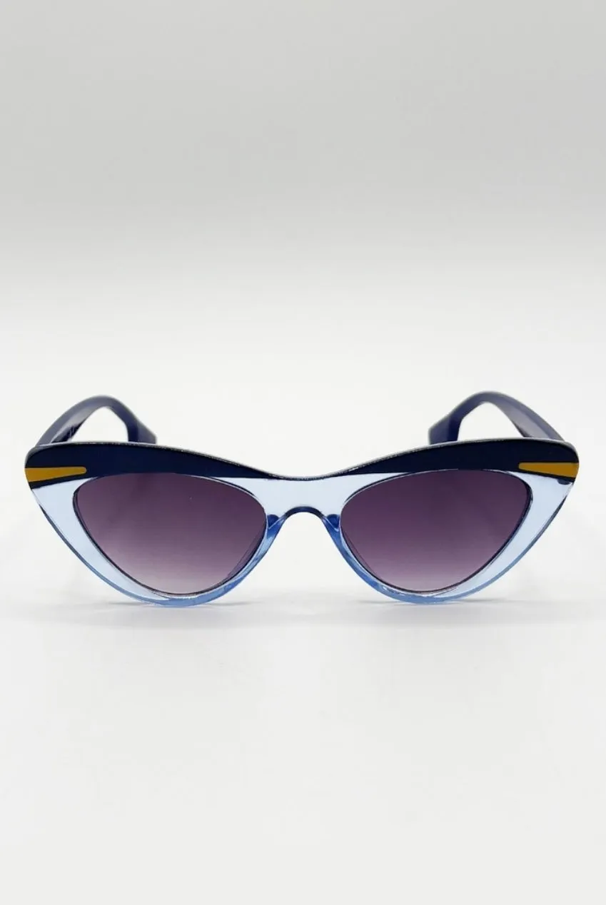 SVNX Two Tone Cat-Eye occhiali da sole blu protezione UV400