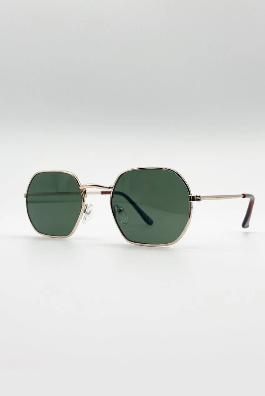 SVNX SG2607924 occhiali sole oro esagonali lenti verdi