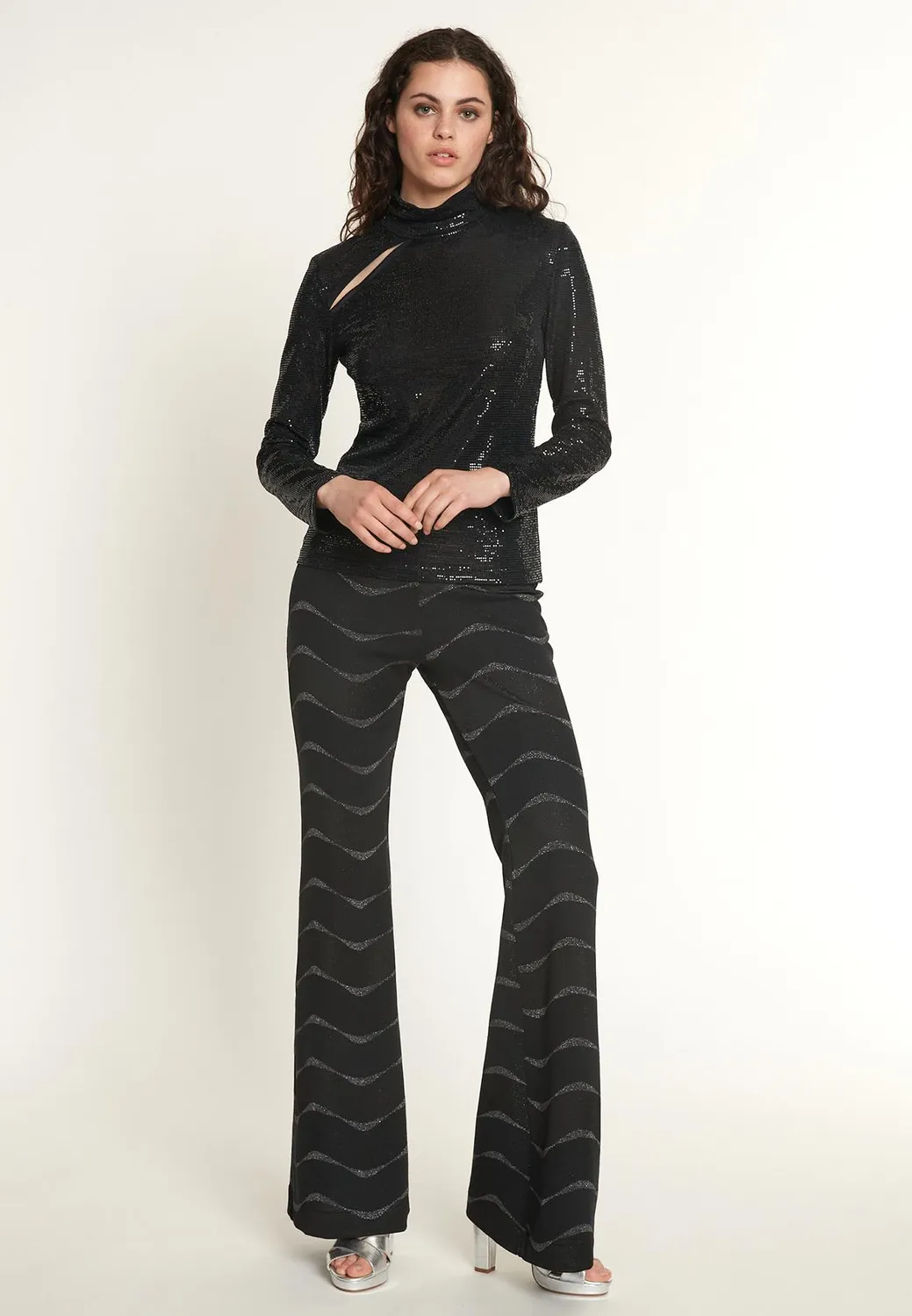 Ana Alcazar Night-Out Ofiby top paillettes nero