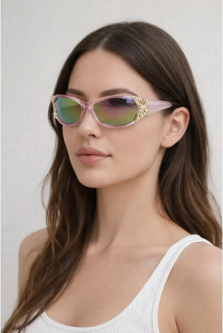 SVNX Butterfly occhiali sole rosa avvolgenti