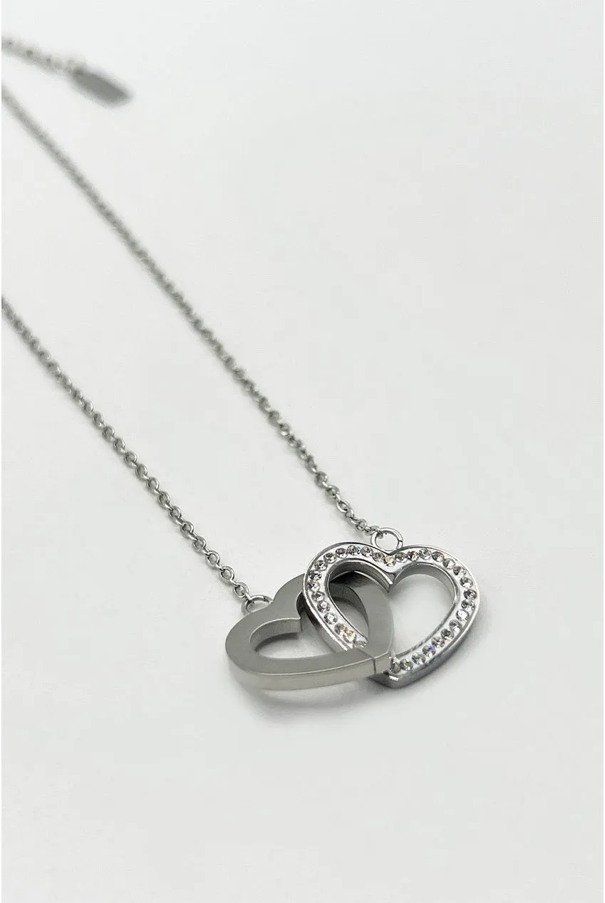 SVNX Double Heart Link collana argento doppio cuore