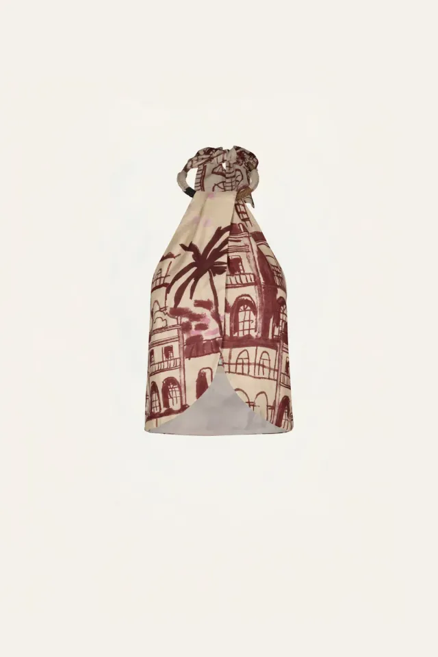 Johanna Ortiz The Root top lino halter ecru vino