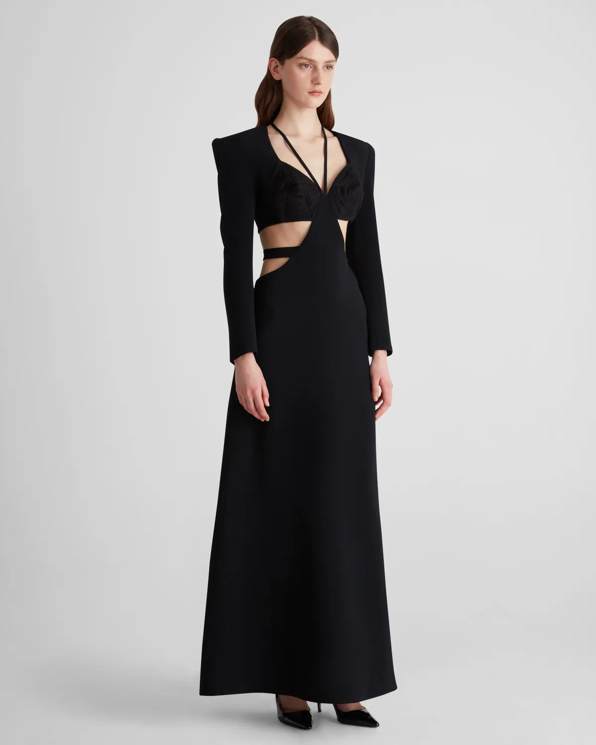 Violante Nessi Bruna abito da sera cut-out nero