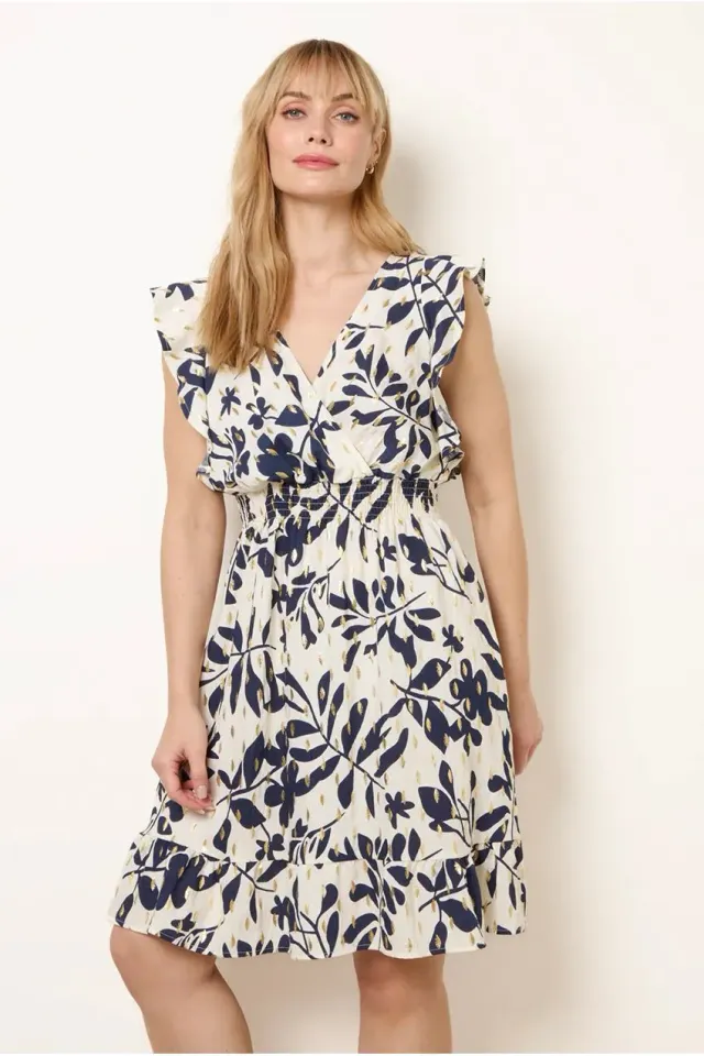 Blue Vanilla Wrap Over Mini abito blu navy fantasia