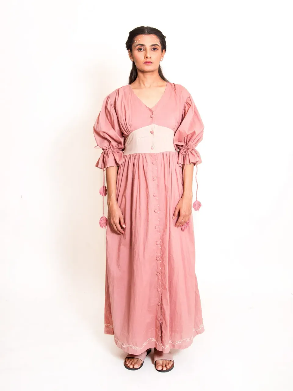 Our Dve Cordelia Turt Dress abito cotone rosa cipolla