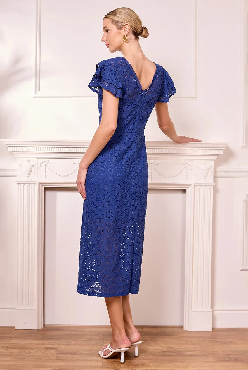 Angeleye Navy Lace abito midi blu navy in pizzo