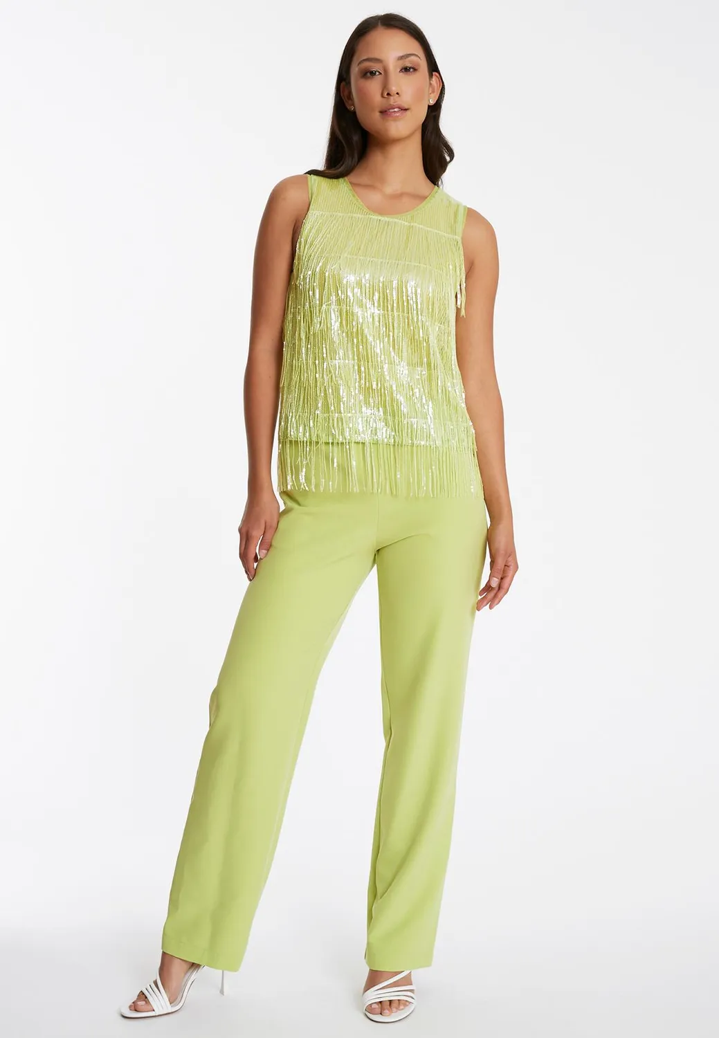 Ana Alcazar Riby tuta jumpsuit verde paillettes frange