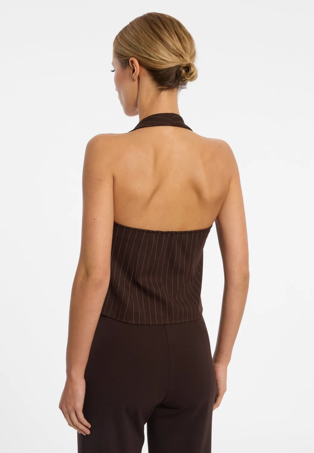 Ana Alcazar Enlyro gilet sartoriale espresso gessato