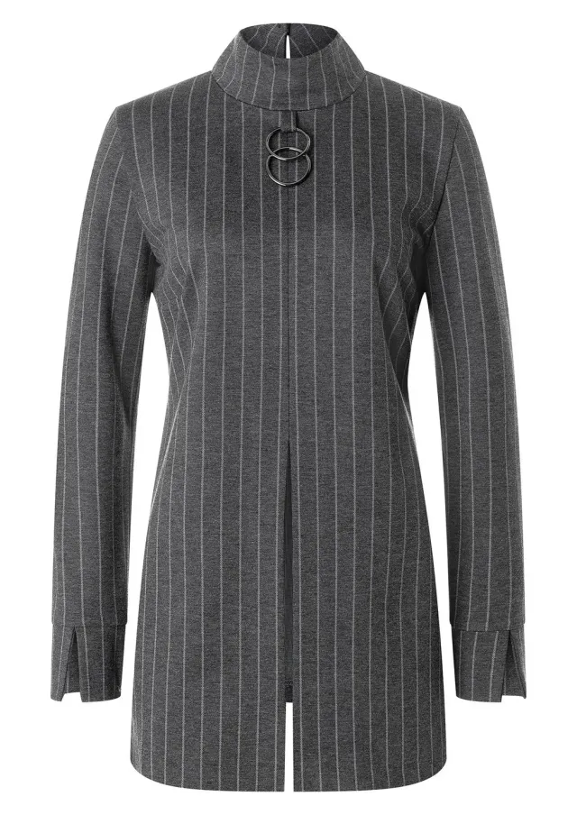 Ana Alcazar Mesyne top cut-out dolcevita gessato grigio