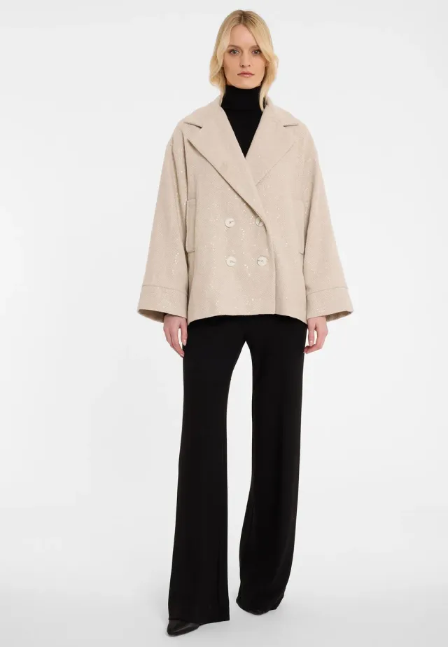 Ana Alcazar Aba giacca lana beige spigato