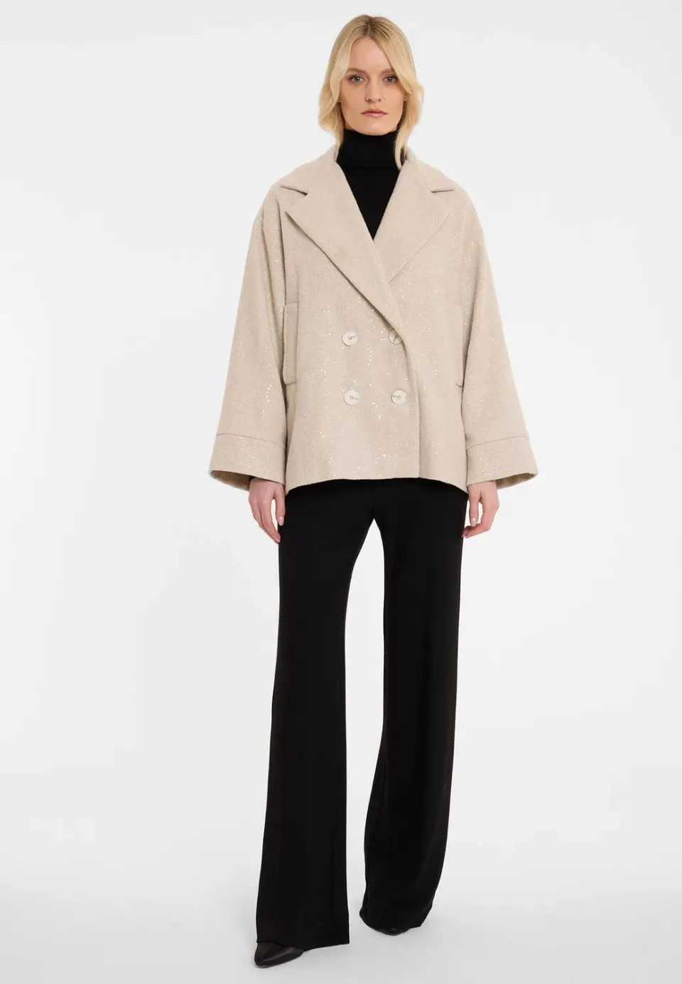 Ana Alcazar Aba giacca lana beige spigato